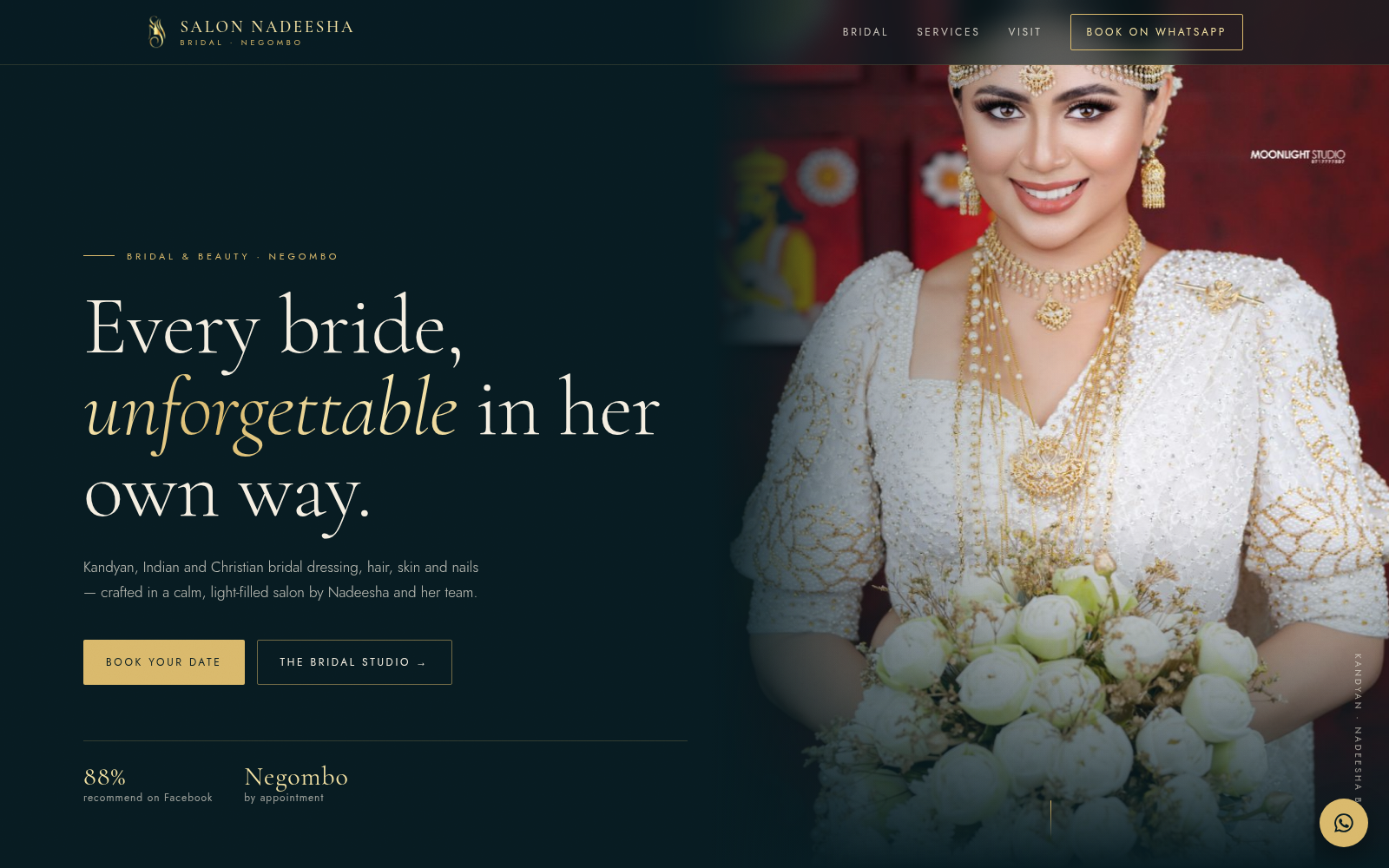 Salon Nadeesha & Bridal website screenshot
